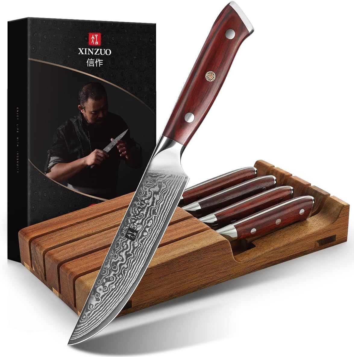 10 Inch Damascus Chef Knife Kitchen Knife Sharp Gyuto Knife Stainless Steel Fashion Professional Chef's Knife with Rosewood Handle
