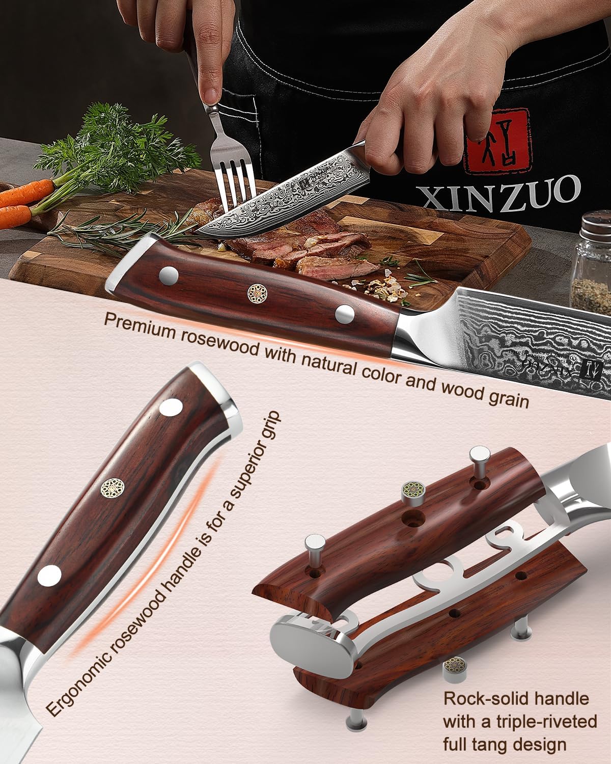 10 Inch Damascus Chef Knife Kitchen Knife Sharp Gyuto Knife Stainless Steel Fashion Professional Chef's Knife with Rosewood Handle