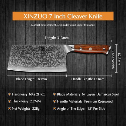 10 Inch Damascus Chef Knife Kitchen Knife Sharp Gyuto Knife Stainless Steel Fashion Professional Chef's Knife with Rosewood Handle