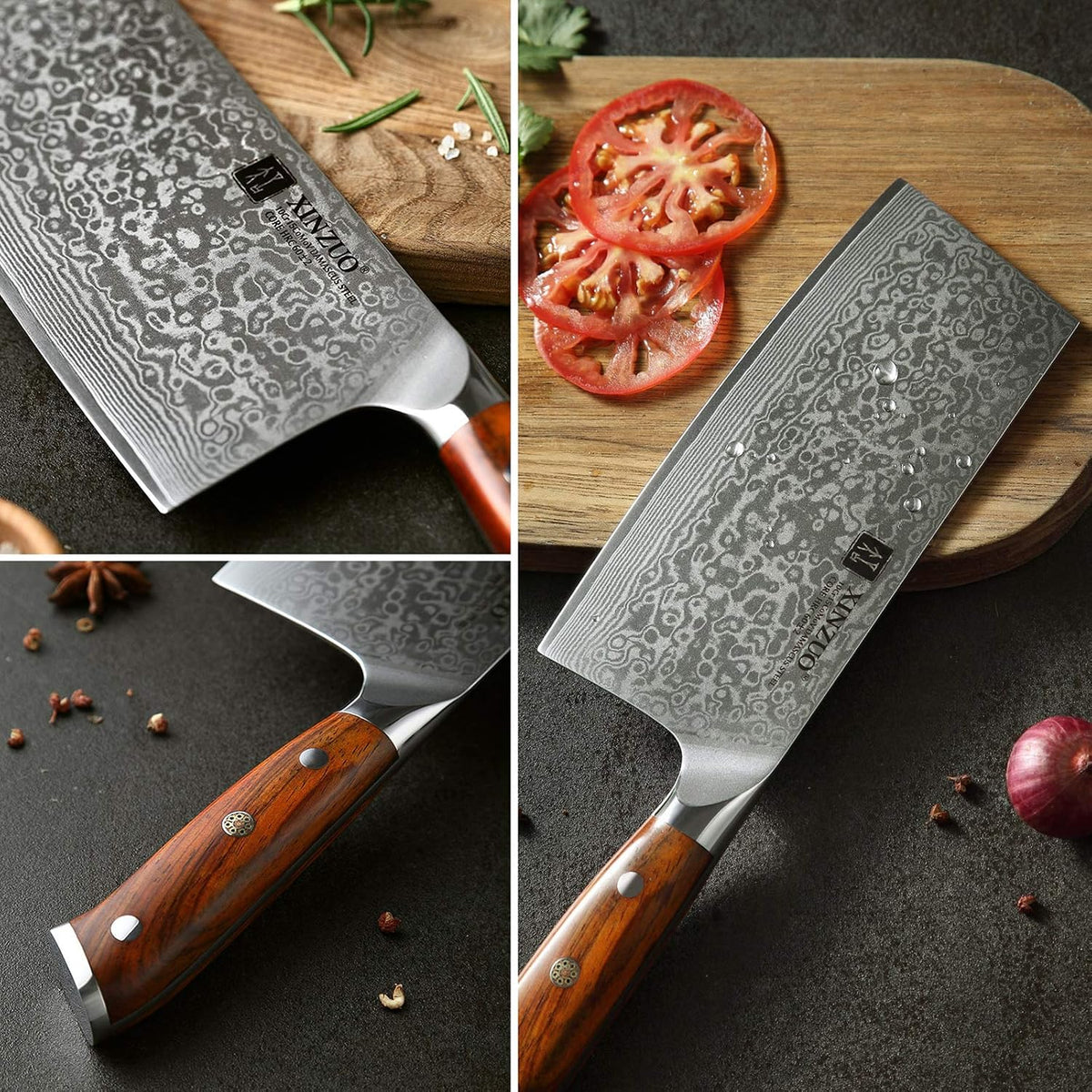 10 Inch Damascus Chef Knife Kitchen Knife Sharp Gyuto Knife Stainless Steel Fashion Professional Chef's Knife with Rosewood Handle