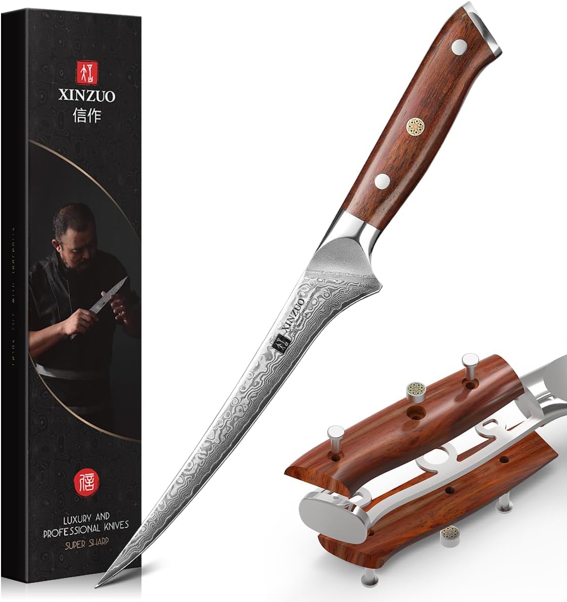 10 Inch Damascus Chef Knife Kitchen Knife Sharp Gyuto Knife Stainless Steel Fashion Professional Chef's Knife with Rosewood Handle