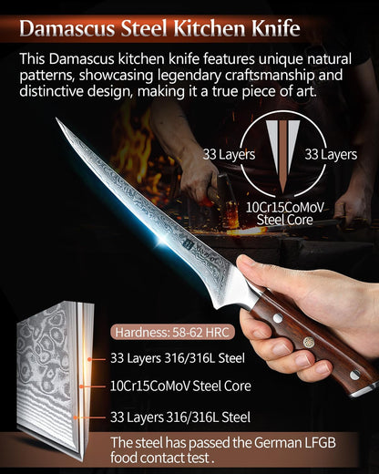10 Inch Damascus Chef Knife Kitchen Knife Sharp Gyuto Knife Stainless Steel Fashion Professional Chef's Knife with Rosewood Handle