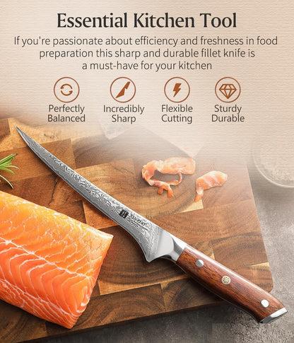 10 Inch Damascus Chef Knife Kitchen Knife Sharp Gyuto Knife Stainless Steel Fashion Professional Chef's Knife with Rosewood Handle
