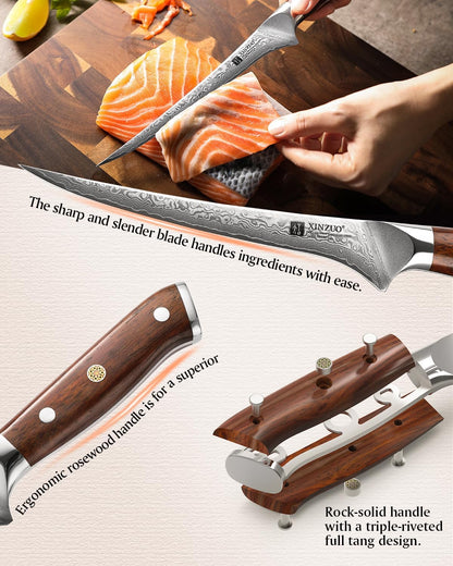 10 Inch Damascus Chef Knife Kitchen Knife Sharp Gyuto Knife Stainless Steel Fashion Professional Chef's Knife with Rosewood Handle