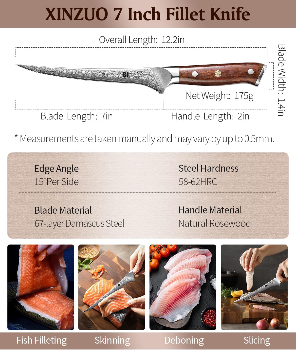 10 Inch Damascus Chef Knife Kitchen Knife Sharp Gyuto Knife Stainless Steel Fashion Professional Chef's Knife with Rosewood Handle