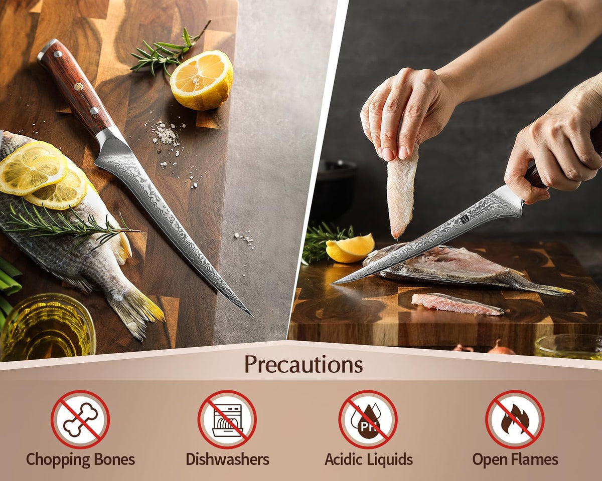 10 Inch Damascus Chef Knife Kitchen Knife Sharp Gyuto Knife Stainless Steel Fashion Professional Chef's Knife with Rosewood Handle