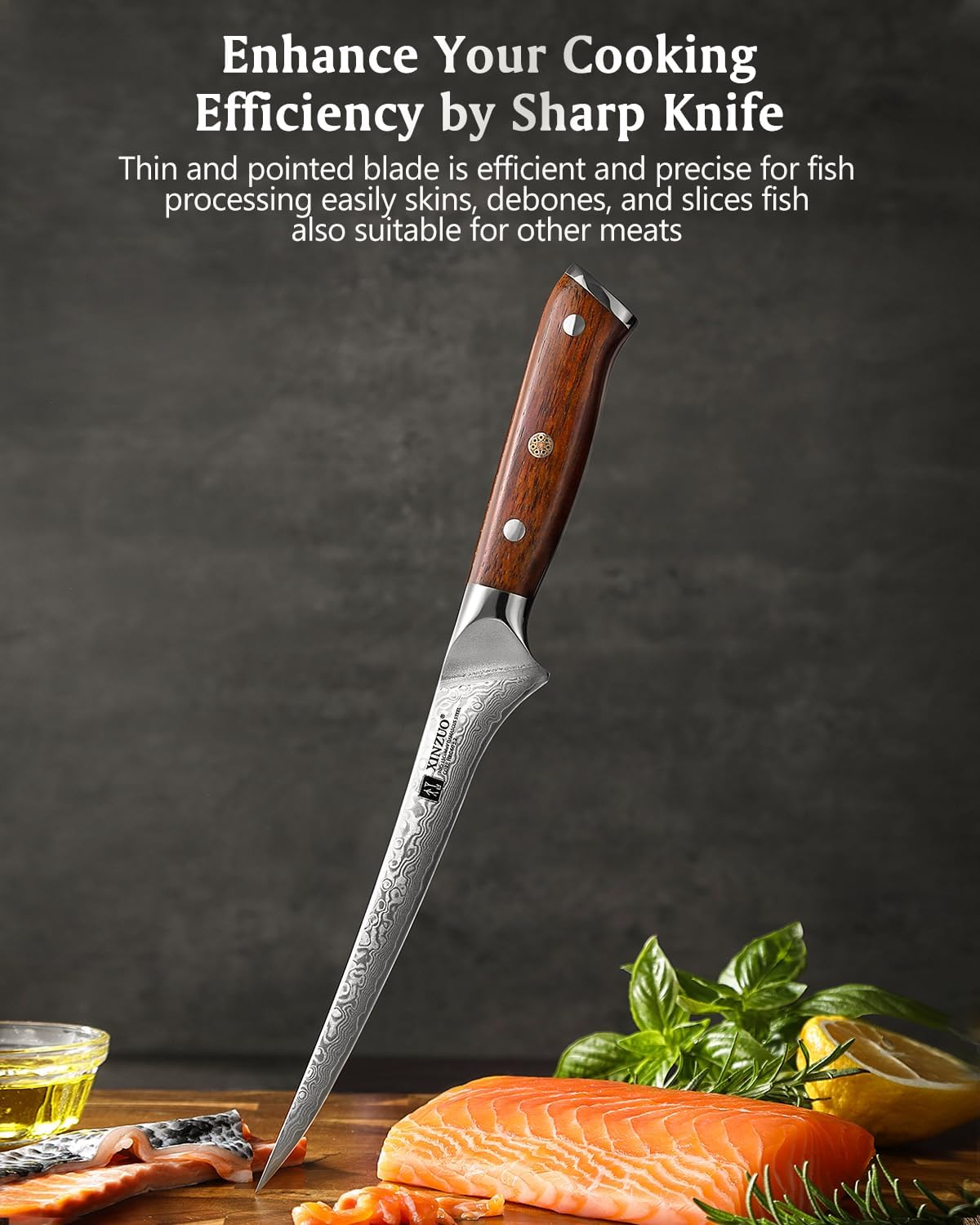 10 Inch Damascus Chef Knife Kitchen Knife Sharp Gyuto Knife Stainless Steel Fashion Professional Chef's Knife with Rosewood Handle