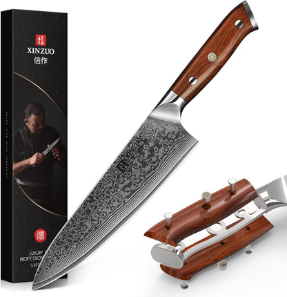 10 Inch Damascus Chef Knife Kitchen Knife Sharp Gyuto Knife Stainless Steel Fashion Professional Chef's Knife with Rosewood Handle