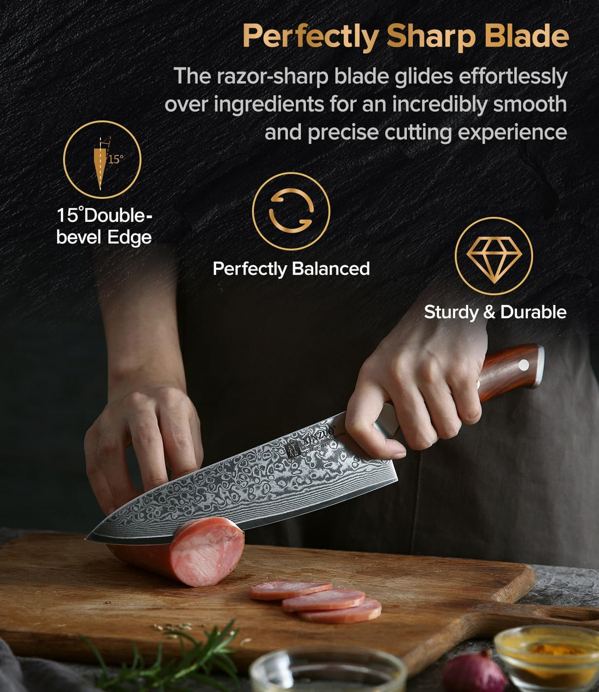 10 Inch Damascus Chef Knife Kitchen Knife Sharp Gyuto Knife Stainless Steel Fashion Professional Chef's Knife with Rosewood Handle