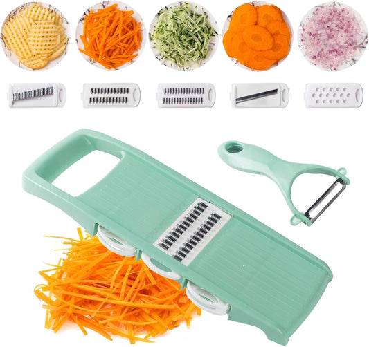 Mandoline Food Slicer for Kitchen | 7-in-1 Vegetable/Cheese/Potato/Carrot/Cucumber Grater,Slicer, Cutter, Grinder,Waffle Fry Cutter For Potatoes,Julienne Peeler