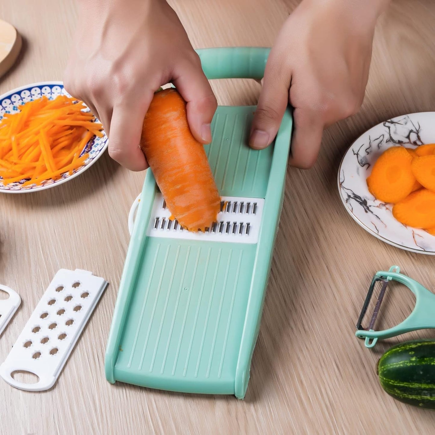 Mandoline Food Slicer for Kitchen | 7-in-1 Vegetable/Cheese/Potato/Carrot/Cucumber Grater,Slicer, Cutter, Grinder,Waffle Fry Cutter For Potatoes,Julienne Peeler