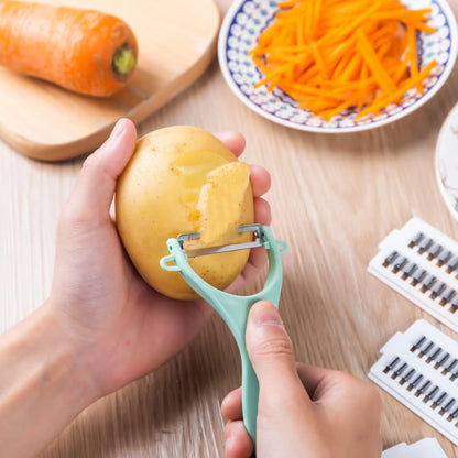 Mandoline Food Slicer for Kitchen | 7-in-1 Vegetable/Cheese/Potato/Carrot/Cucumber Grater,Slicer, Cutter, Grinder,Waffle Fry Cutter For Potatoes,Julienne Peeler