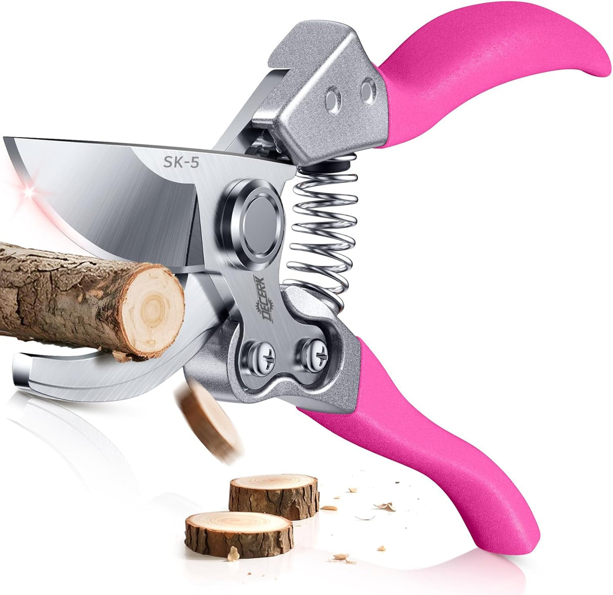 DECERK® 8.5" Professional Pruning Shears - Cuts 4X Easier with Ultra Sharp Japanese Steel Titanium Blade, Arthritis Friendly Garden Scissors & Plant Clippers, Effortlessly Prunes 3/4" Branches