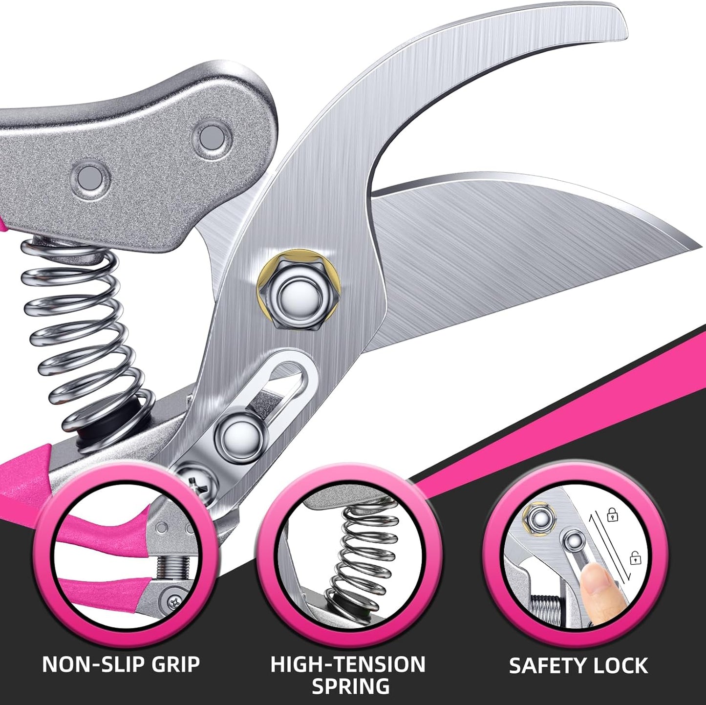 DECERK® 8.5" Professional Pruning Shears - Cuts 4X Easier with Ultra Sharp Japanese Steel Titanium Blade, Arthritis Friendly Garden Scissors & Plant Clippers, Effortlessly Prunes 3/4" Branches