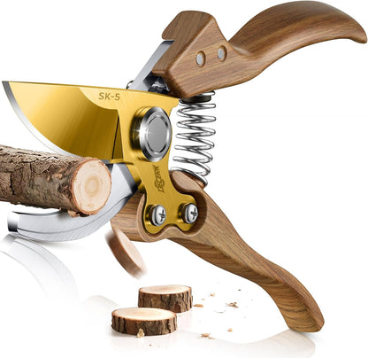 DECERK® 8.5" Professional Pruning Shears - Cuts 4X Easier with Ultra Sharp Japanese Steel Titanium Blade, Arthritis Friendly Garden Scissors & Plant Clippers, Effortlessly Prunes 3/4" Branches