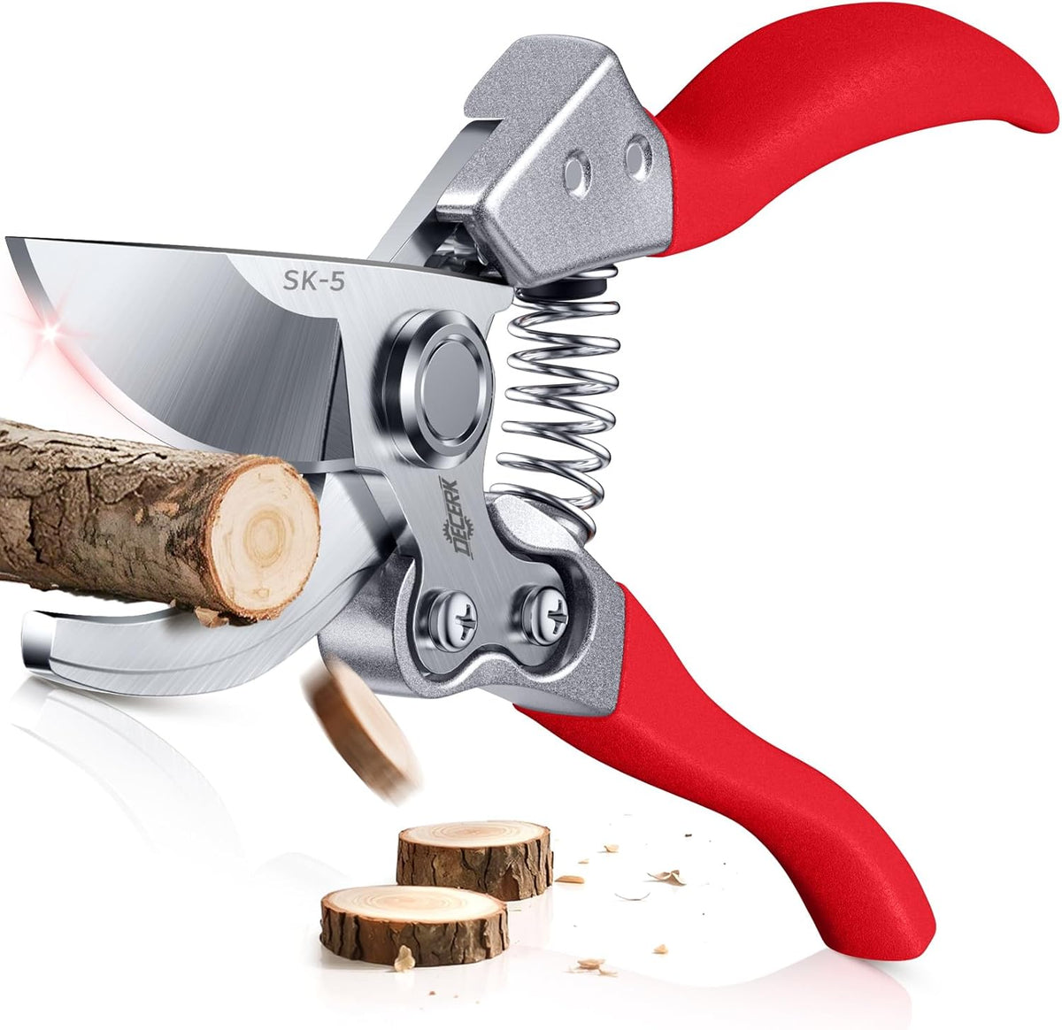 DECERK® 8.5" Professional Pruning Shears - Cuts 4X Easier with Ultra Sharp Japanese Steel Titanium Blade, Arthritis Friendly Garden Scissors & Plant Clippers, Effortlessly Prunes 3/4" Branches