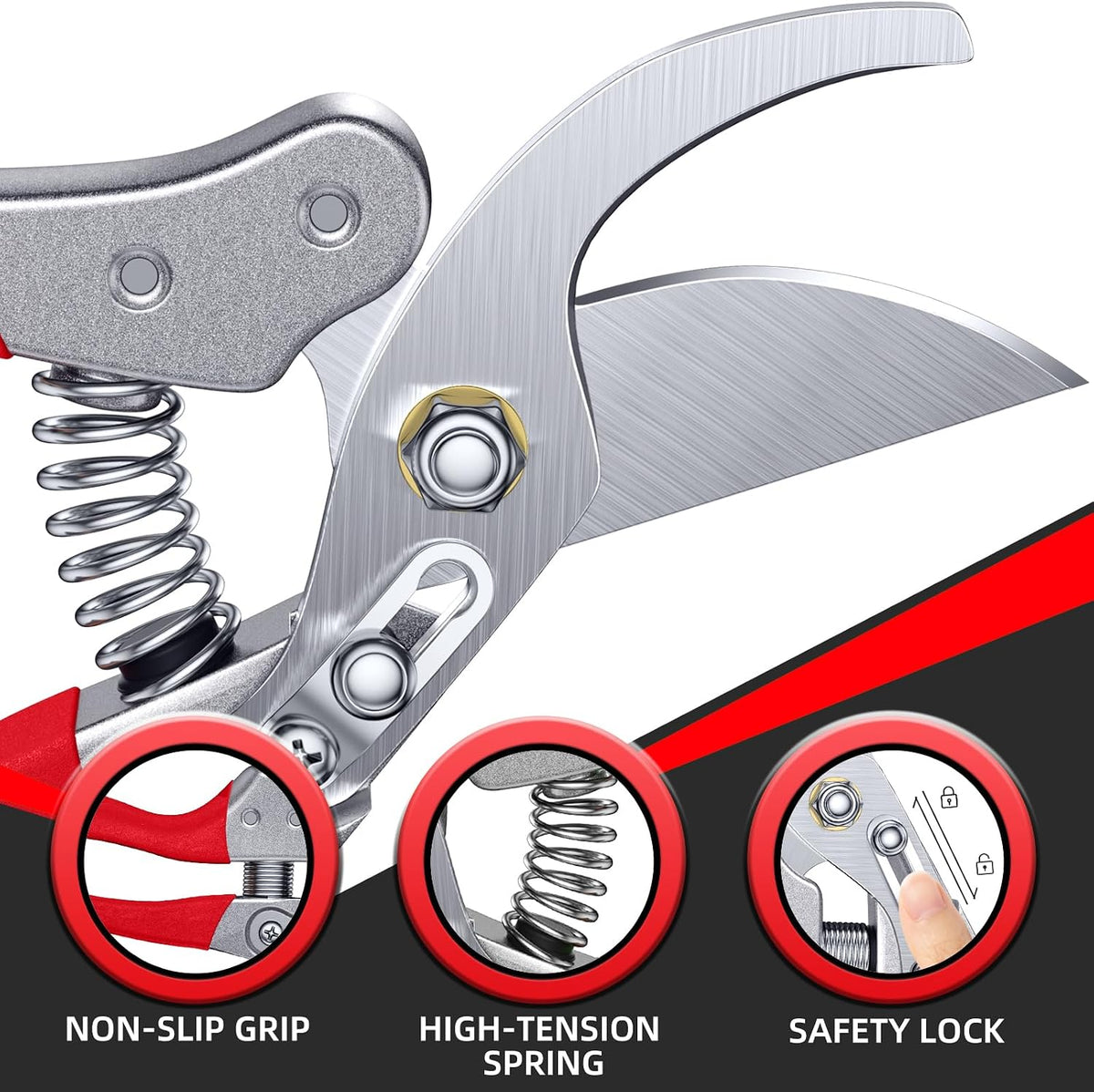 DECERK® 8.5" Professional Pruning Shears - Cuts 4X Easier with Ultra Sharp Japanese Steel Titanium Blade, Arthritis Friendly Garden Scissors & Plant Clippers, Effortlessly Prunes 3/4" Branches