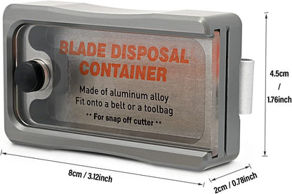 Portable Blade Snap Off Box Razor Disposal Container Storage Bank, Safety to Dispose of Most 9mm 18mm Utility Knife Blades, Aluminum Alloy Blades Breaker with Magnet and Clip