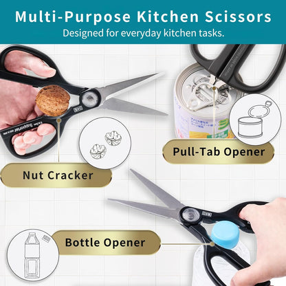 Japanese Kitchen Scissors, 9 Inch – Made in Seki Japan | Multipurpose Stainless Steel Kitchen Shears with Detachable Blades | Blade Protector Included | For Meat, Poultry & Vegetables