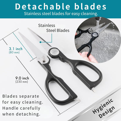 Japanese Kitchen Scissors, 9 Inch – Made in Seki Japan | Multipurpose Stainless Steel Kitchen Shears with Detachable Blades | Blade Protector Included | For Meat, Poultry & Vegetables