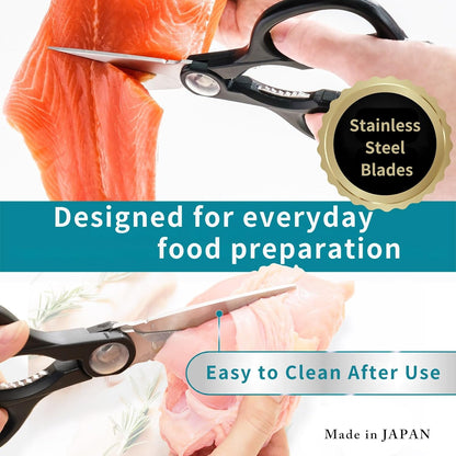 Japanese Kitchen Scissors, 9 Inch – Made in Seki Japan | Multipurpose Stainless Steel Kitchen Shears with Detachable Blades | Blade Protector Included | For Meat, Poultry & Vegetables