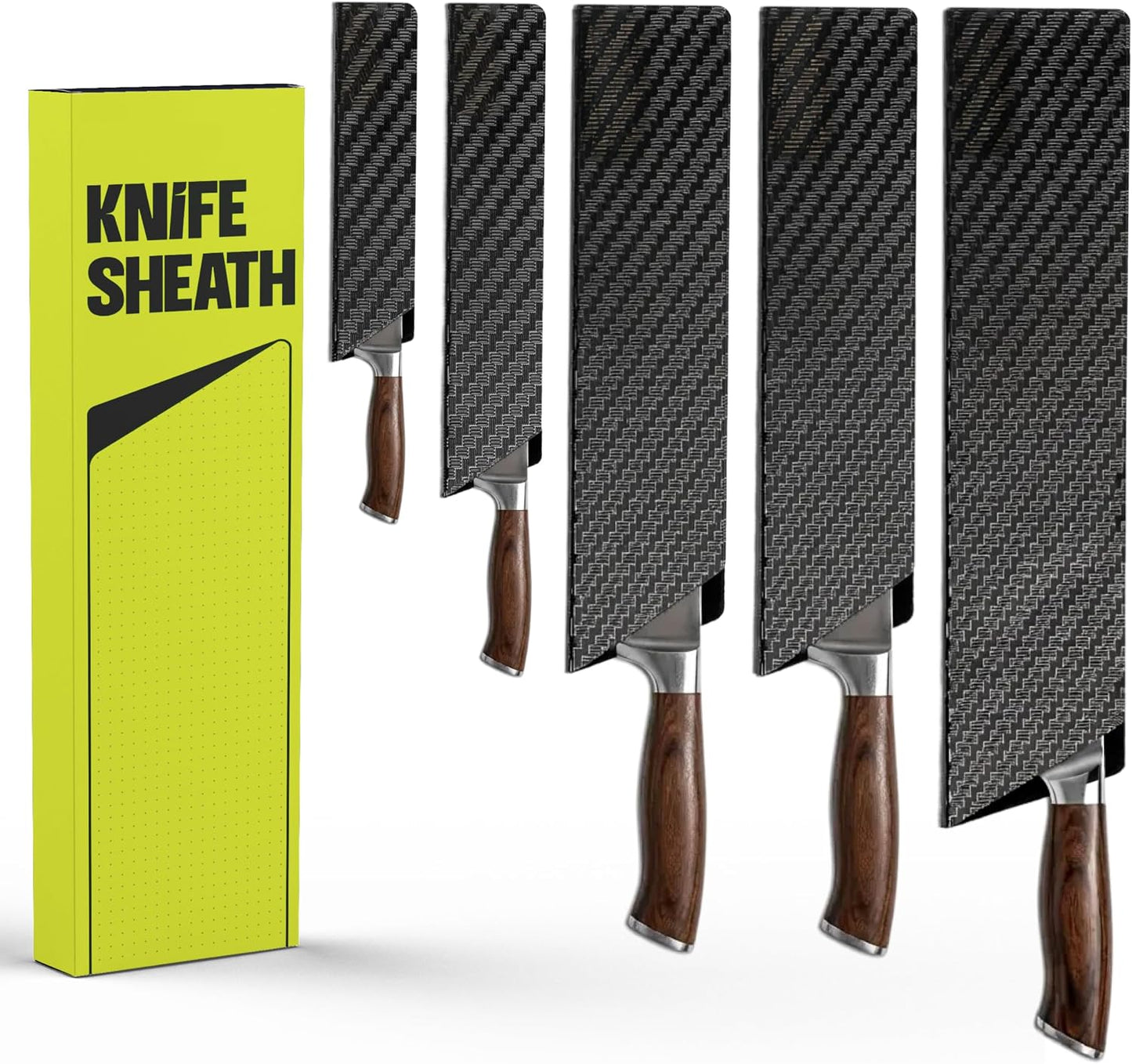 Premium Knife Sheaths for Kitchen Knives 4"-10" Sizes | Universal Knife Edge Guards Set - BPA-Free Knife Cover Guards | Non-toxic and Food Safe (5 Pcs)