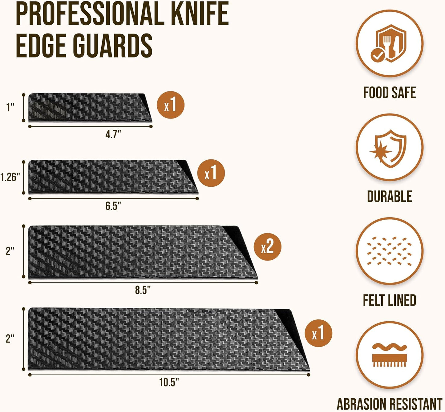 Premium Knife Sheaths for Kitchen Knives 4"-10" Sizes | Universal Knife Edge Guards Set - BPA-Free Knife Cover Guards | Non-toxic and Food Safe (5 Pcs)