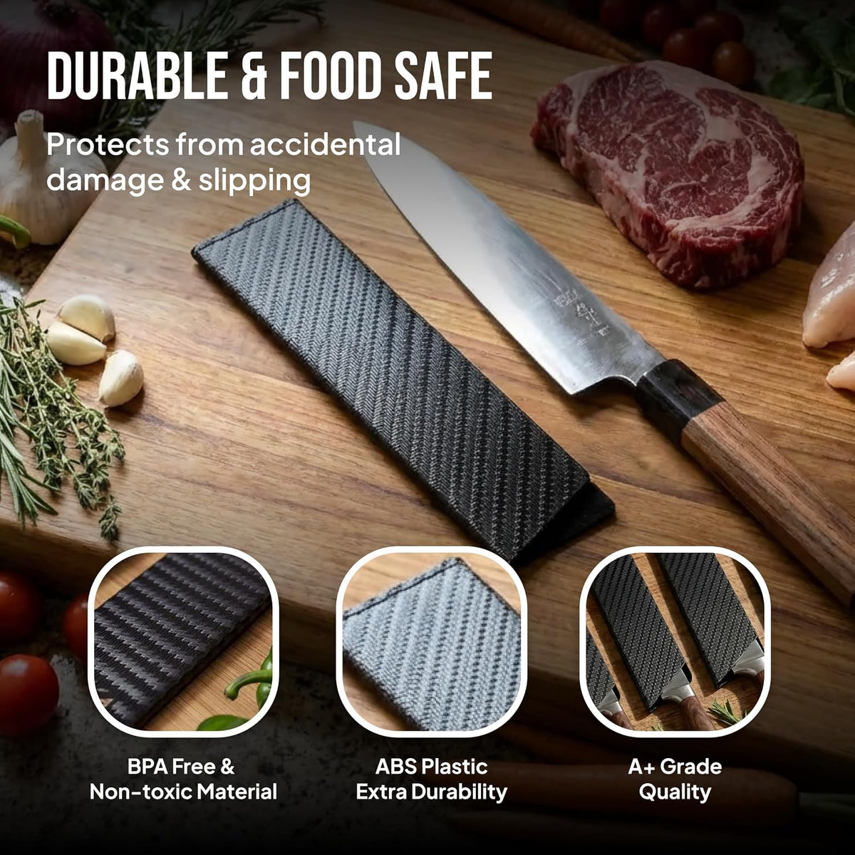 Premium Knife Sheaths for Kitchen Knives 4"-10" Sizes | Universal Knife Edge Guards Set - BPA-Free Knife Cover Guards | Non-toxic and Food Safe (5 Pcs)