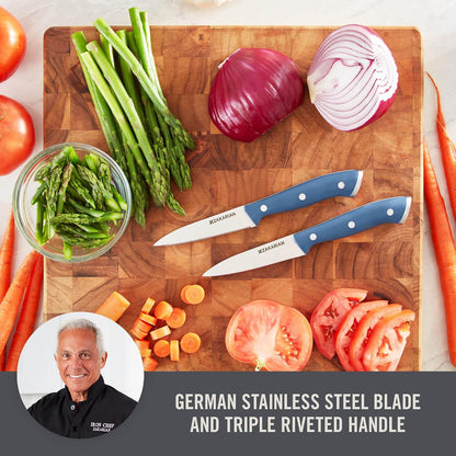 Zakarian 2 Piece Chef Grade German Steel Paring Knife Set with Smooth and Serrated Blades for Chopping, Dicing, Mincing, Slicing and More – Cranberry