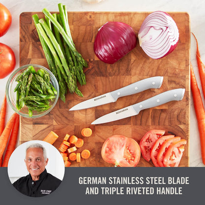 Zakarian 2 Piece Chef Grade German Steel Paring Knife Set with Smooth and Serrated Blades for Chopping, Dicing, Mincing, Slicing and More – Cranberry