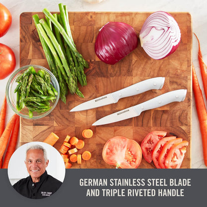 Zakarian 2 Piece Chef Grade German Steel Paring Knife Set with Smooth and Serrated Blades for Chopping, Dicing, Mincing, Slicing and More – Cranberry