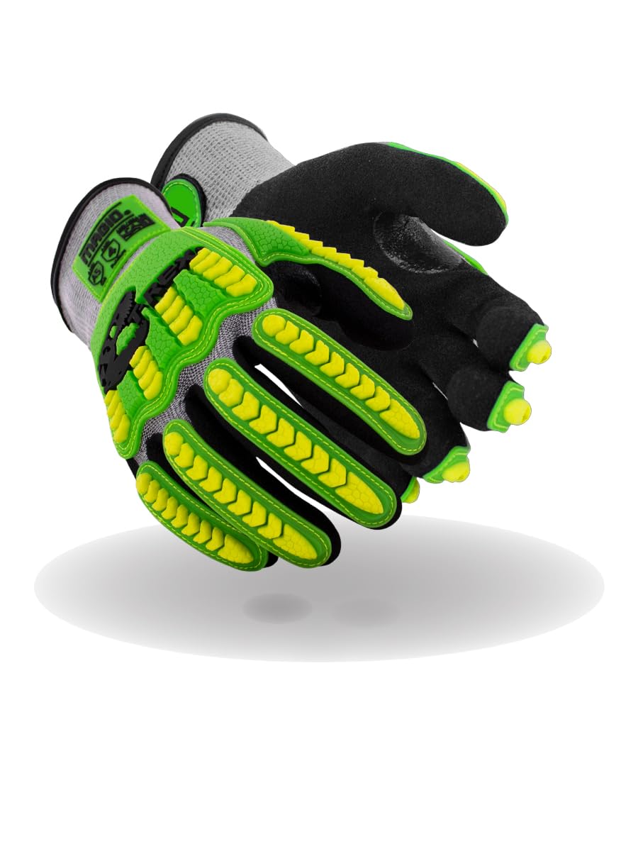 MAGID T-REX ANSI A5 Lightweight Sandy Nitrile Palm Coated Impact Gloves, 1 Pair, Size 10/XL, TRX441
