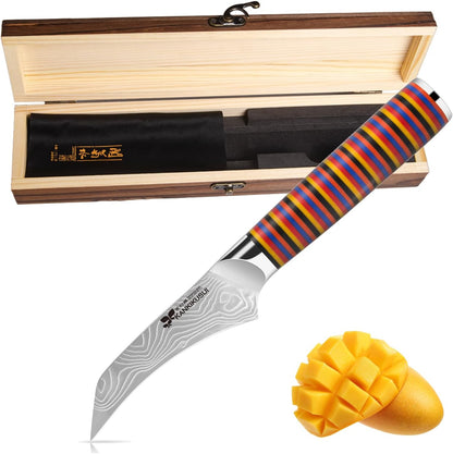 Paring Knife Damascus Forged, 3.9" Fruit Knife