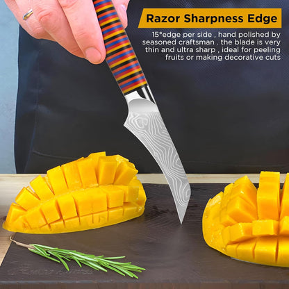 Paring Knife Damascus Forged, 3.9" Fruit Knife