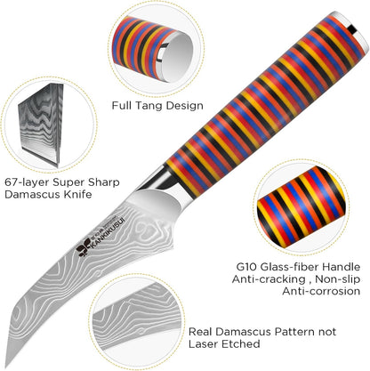 Paring Knife Damascus Forged, 3.9" Fruit Knife