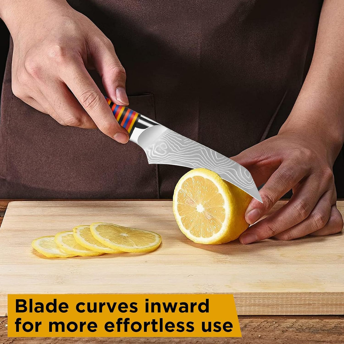 Paring Knife Damascus Forged, 3.9" Fruit Knife