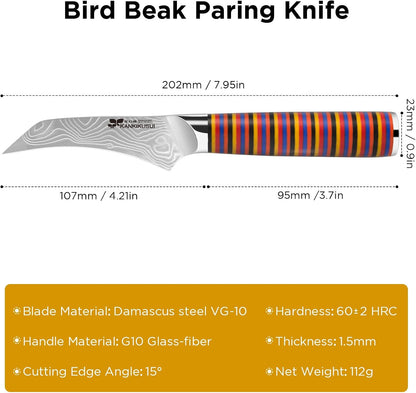 Paring Knife Damascus Forged, 3.9" Fruit Knife