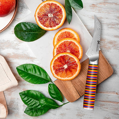 Paring Knife Damascus Forged, 3.9" Fruit Knife