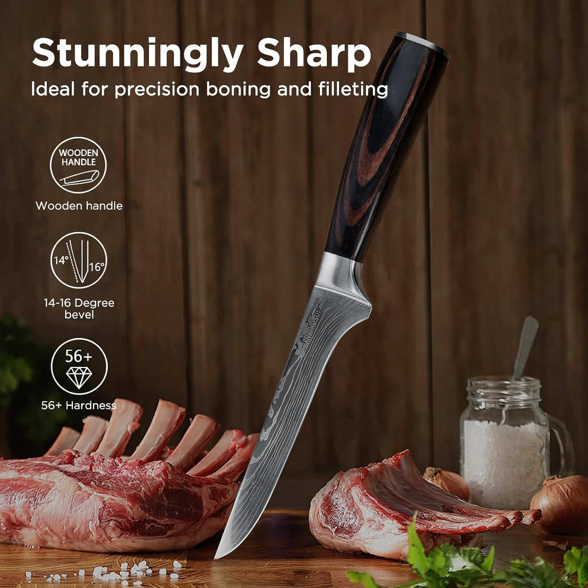 Paring Knife Damascus Forged, 3.9" Fruit Knife