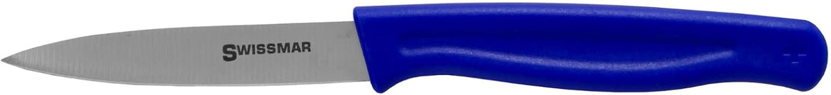 Paring Knife – 3.5" German Stainless Steel Blade – Seamless One-Piece Tang with Blue Polypropylene Handle – Swiss Made Precision – Safety Sleeve Included – Lightweight Kitchen Knife