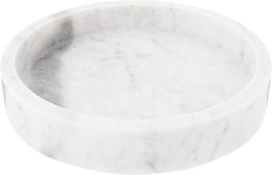 Minimalist Round Carved Marble Tray or Charcuterie Board, White