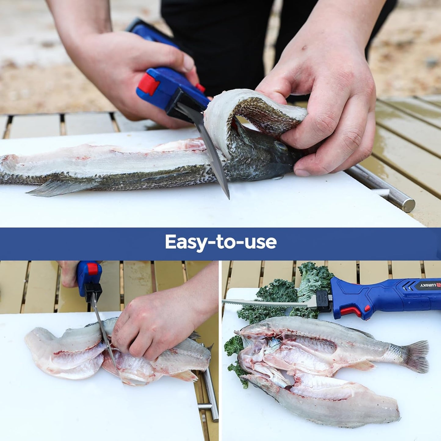 Electric Fillet Knife Cordless Rechargeable for Fishing, with Stainless Steel Blades, 12V High Torque Motor, 2.0Ah Battery, 12" Boning Tool, Includes Charger, Ideal for Filleting & Outdoor Use