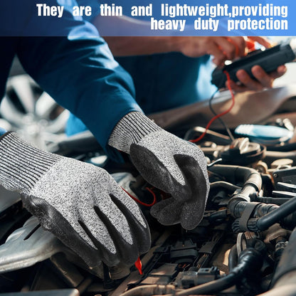 18 Pairs Level 5 Cut Resistant Gloves Lightweight Protective Gloves with PU Coated Working accessories for Women Men