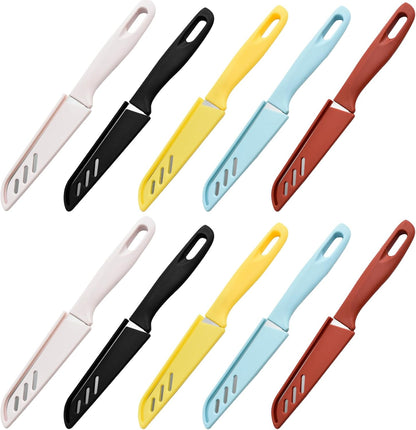 Paring knife 10 Set pieces Paring Knives Ultra Sharp Vegetable and Fruit Knife with Sheath Cover,Rust Proof Stain Resistant German Steel Small Kitchen Knife 10PCS Peeling Knives and 10PCS Knife Sheath