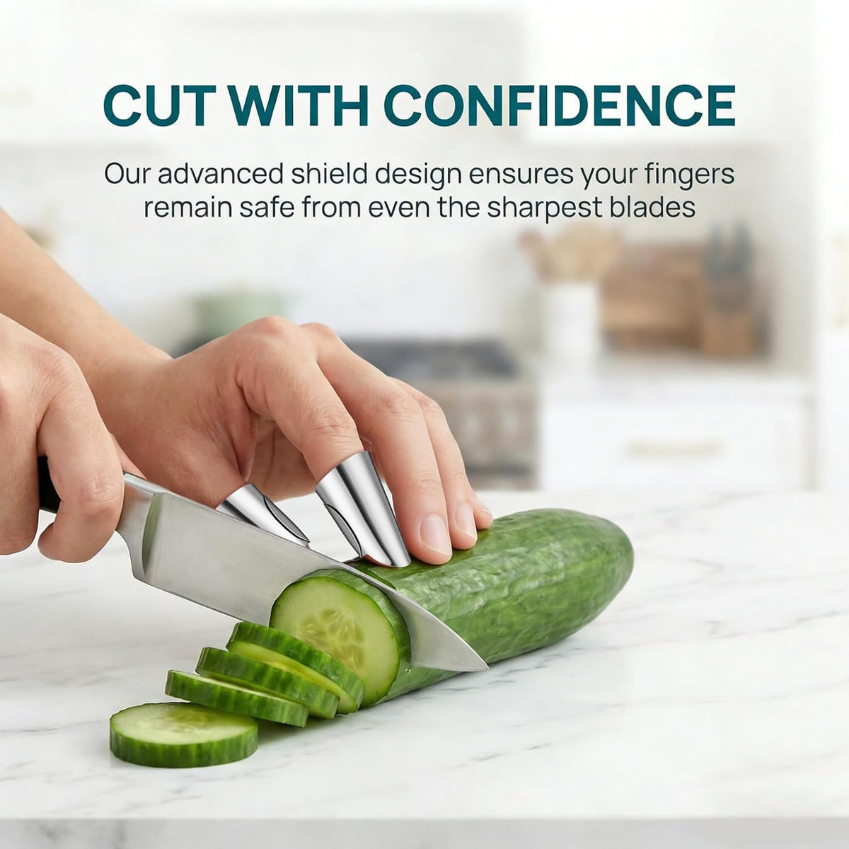Stainless Finger Protector Finger Guards for Cutting Food Kitchen Guard for Slicing Vegetables Fruits and Meat Ergonomic Cover Kitchen Tool for Safe Food Prep