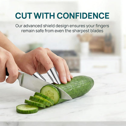Stainless Finger Protector Finger Guards for Cutting Food Kitchen Guard for Slicing Vegetables Fruits and Meat Ergonomic Cover Kitchen Tool for Safe Food Prep