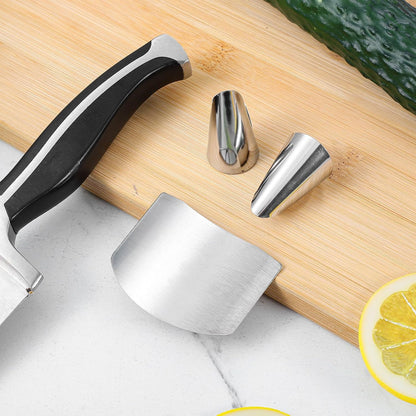 Stainless Finger Protector Finger Guards for Cutting Food Kitchen Guard for Slicing Vegetables Fruits and Meat Ergonomic Cover Kitchen Tool for Safe Food Prep