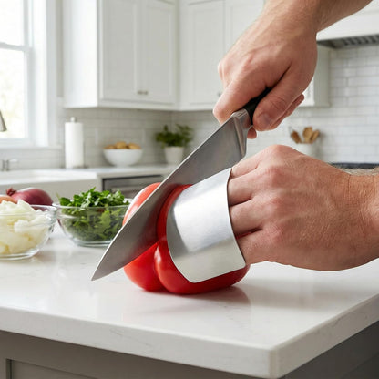 Stainless Finger Protector Finger Guards for Cutting Food Kitchen Guard for Slicing Vegetables Fruits and Meat Ergonomic Cover Kitchen Tool for Safe Food Prep
