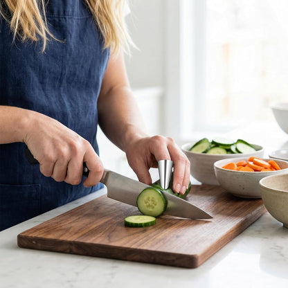 Stainless Finger Protector Finger Guards for Cutting Food Kitchen Guard for Slicing Vegetables Fruits and Meat Ergonomic Cover Kitchen Tool for Safe Food Prep
