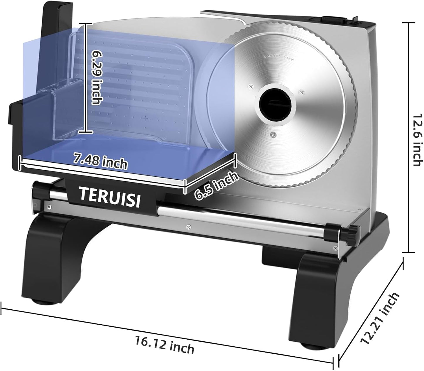 Electric Meat Slicer, 200W Deli Slicer with 2 Stainless Steel 7.5" Blades, 0-18mm Adjustable Thickness, Food Slicer Machine with Food Tray, Towel for Home, Bacon, Bread, Jerky, 110V Ham Slicer